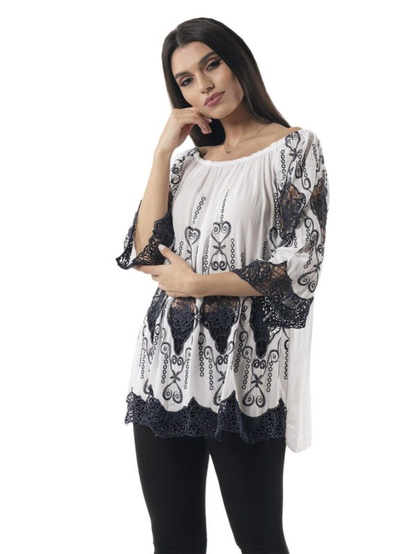 Blouse with lace and sleeves 10-90399 - Image 3