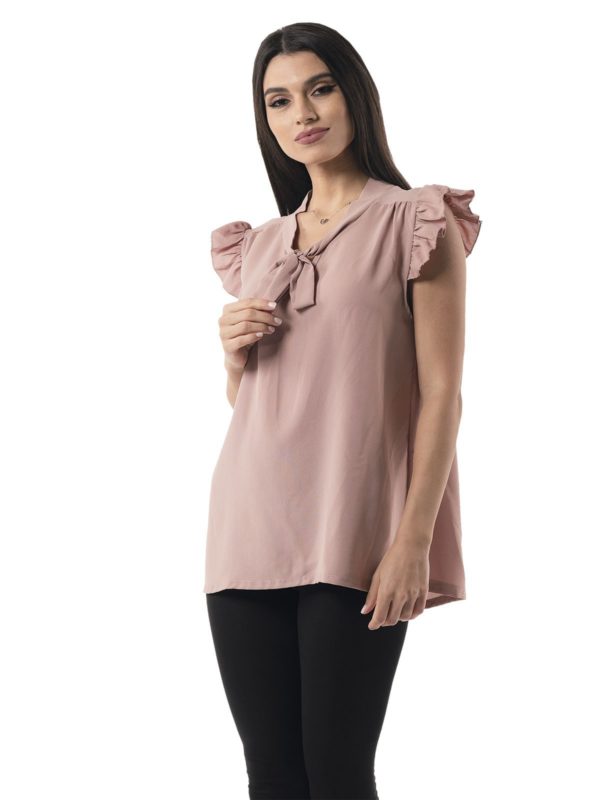 Blouse with bow at the neckline and ruffles 10-90739 - Image 3