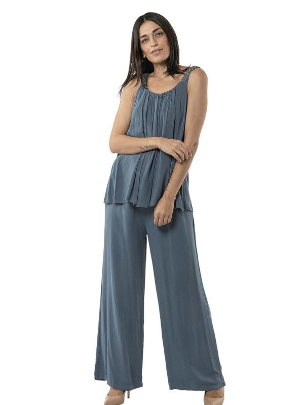 Plain trousers with belt 14-8014 - Image 4