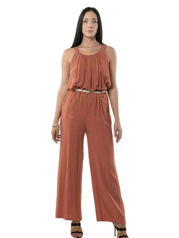 Plain trousers with belt 14-8014 - Image 3