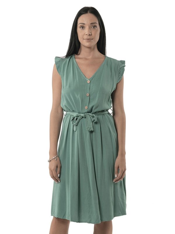 Dress with ruffles and belt 14-8174 - Image 3