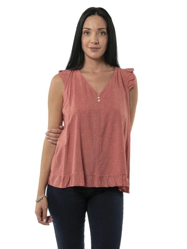 Printed blouse with ruffles 14-8216 - Image 3