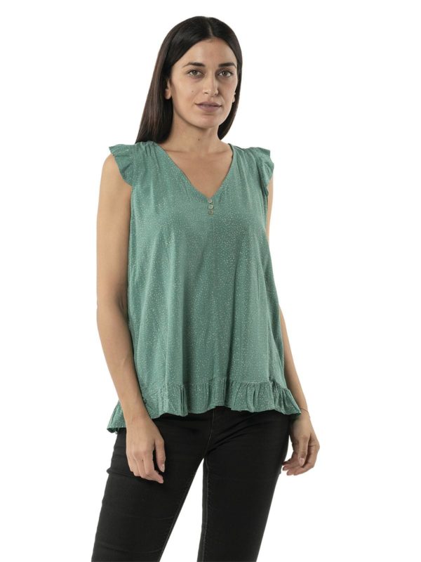 Printed blouse with ruffles 14-8216 - Image 4