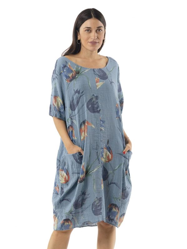 Floral dress with sleeves 17-7051 - Image 3