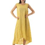 Dress with uneven hemline striped 17-8081