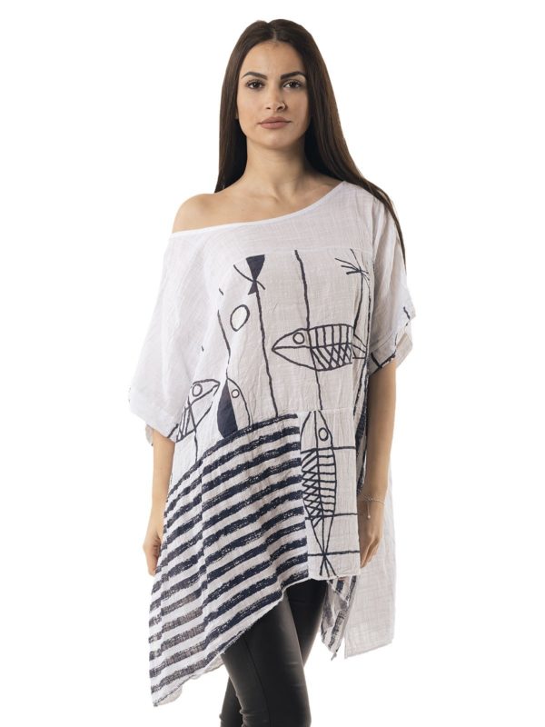 Blouse with design and sleeves 17-8087 - Image 3