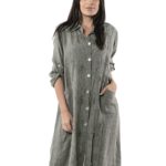 Short linen plain dress 2-2630