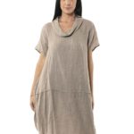 Linen dress with collar 23-6076
