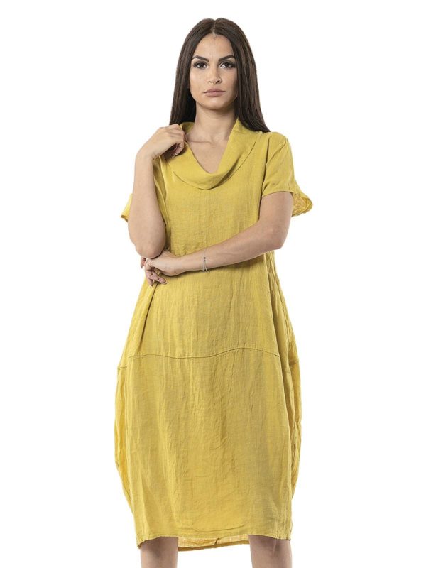 Linen dress with collar 23-6076 - Image 3
