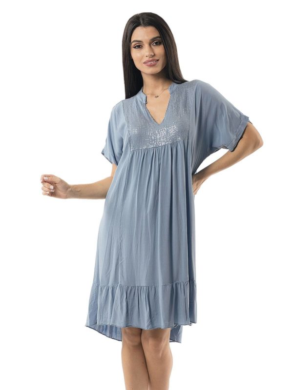 Plain dress with sleeves 24-3502 - Image 3