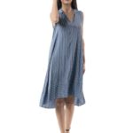 Striped sleeveless dress with collar 24-3636R