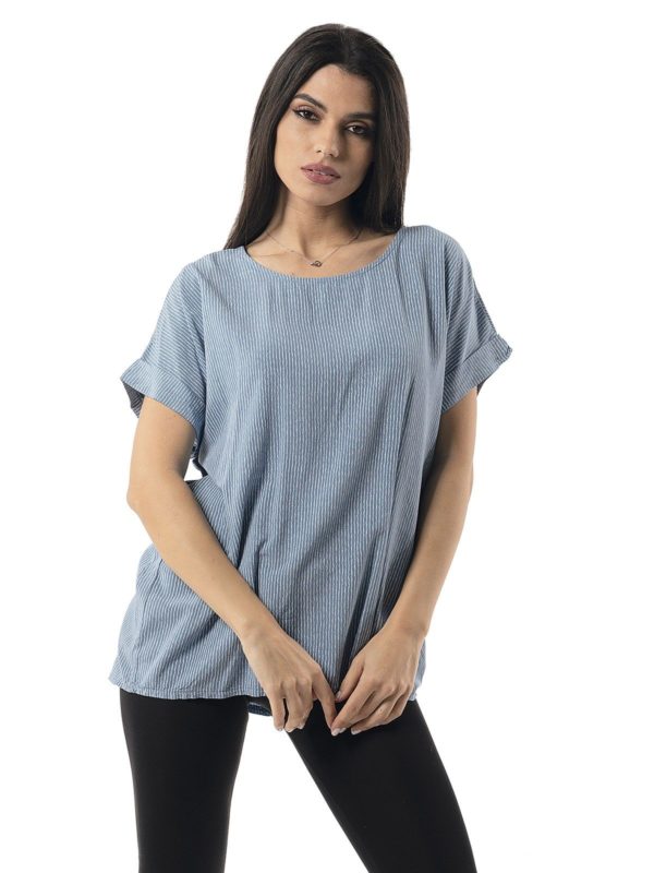 Striped blouse with sleeves 24-3638R - Image 4