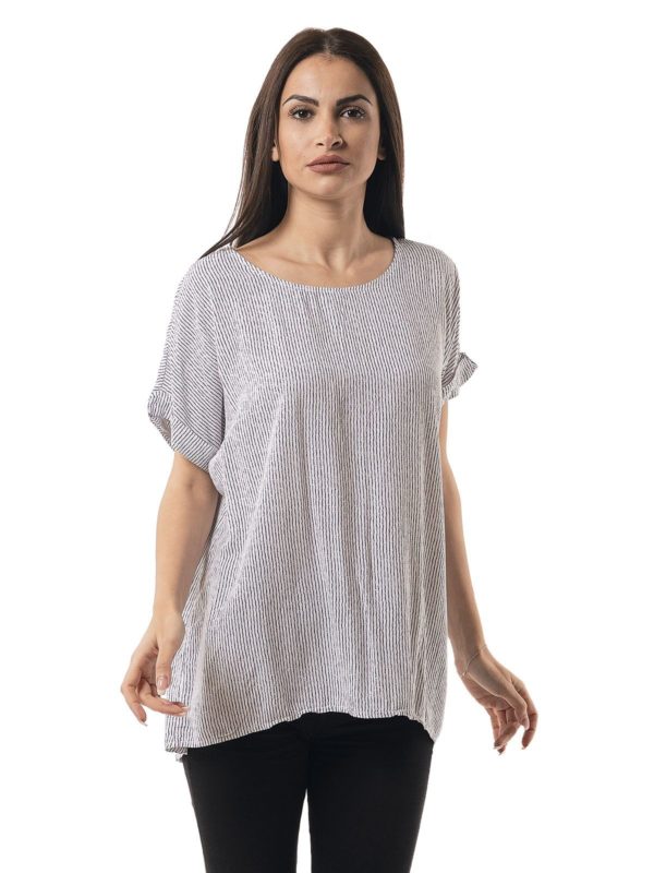 Striped blouse with sleeves 24-3638R - Image 3