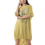 Short linen dress with sleeves 26-6294