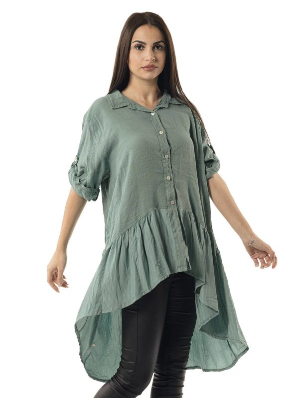 Shirt with uneven hemline 26-7394 - Image 3