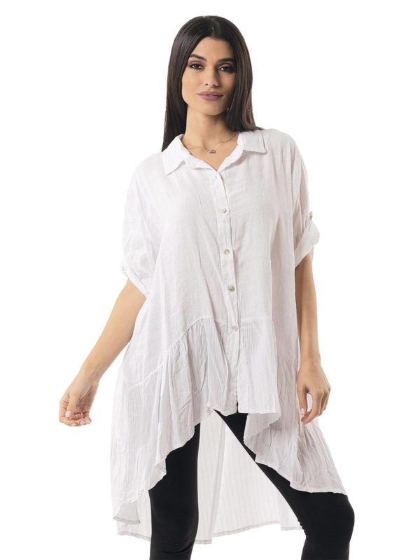 Shirt with uneven hemline 26-7394 - Image 4