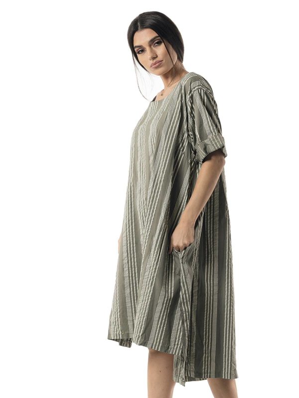 Short cotton dress with sleeves 26-7435 - Image 3