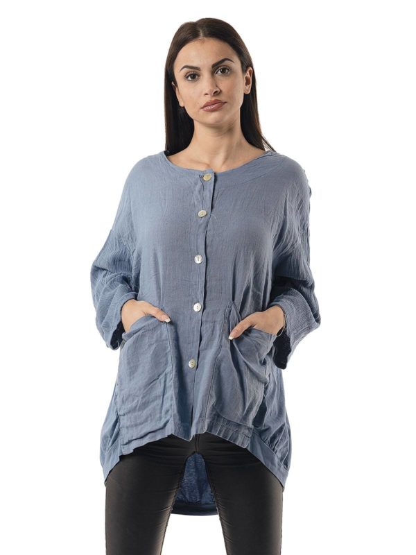 Plain cardigan with pockets 26-7515 - Image 3