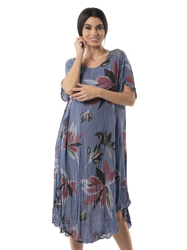 Floral dress with sleeves 27-3783 - Image 3