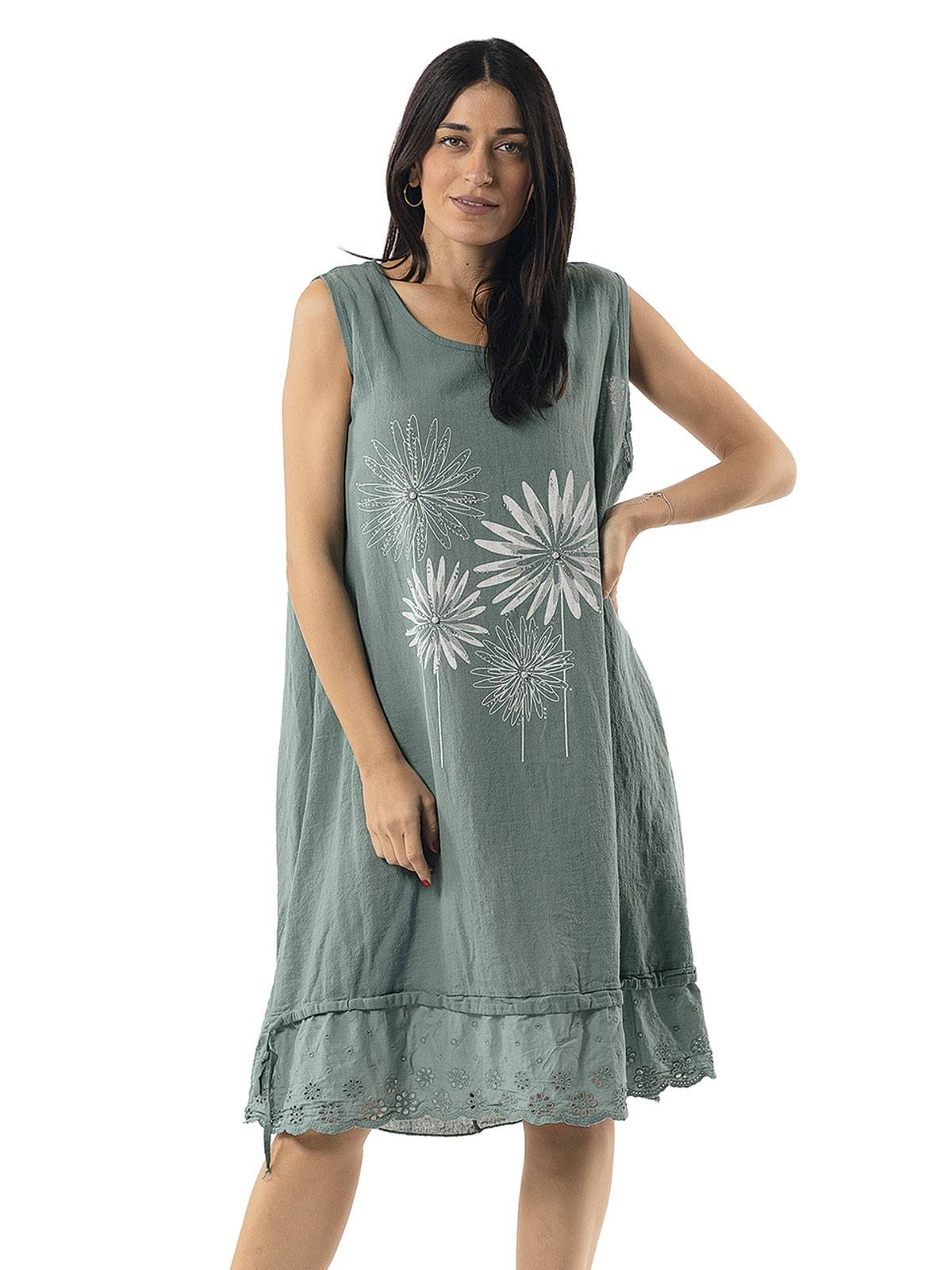 27-5098VERDE Sleeveless dress with floral print 27-5098 - Image 1