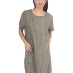 Striped cotton & linen dress 3-1348-1