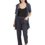 Cotton & linen cardigan with hood 3-1358