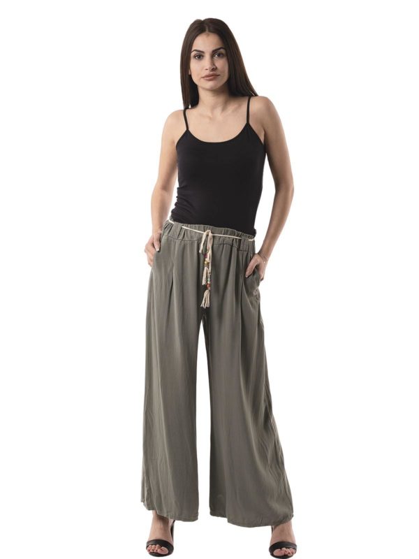 Viscose Plain wide leg trousers 3-1669-1 - Image 3