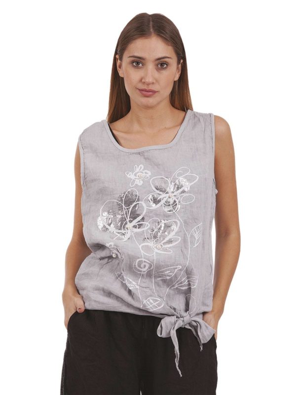 Printed cotton & linen blouse 3-1694 - Image 5