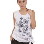 Printed cotton & linen blouse 3-1694