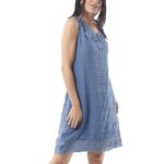 Plain cotton & linen dress 3-19363