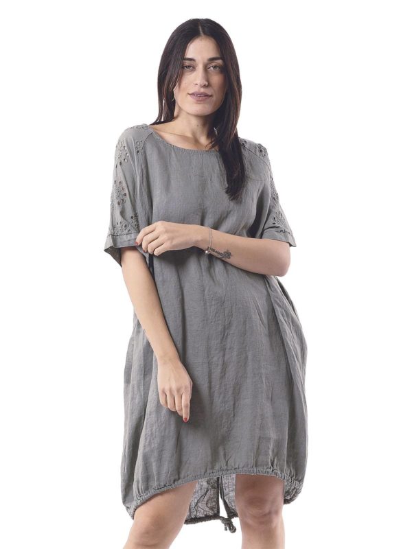 Plain cotton & linen dress 3-19494 - Image 4