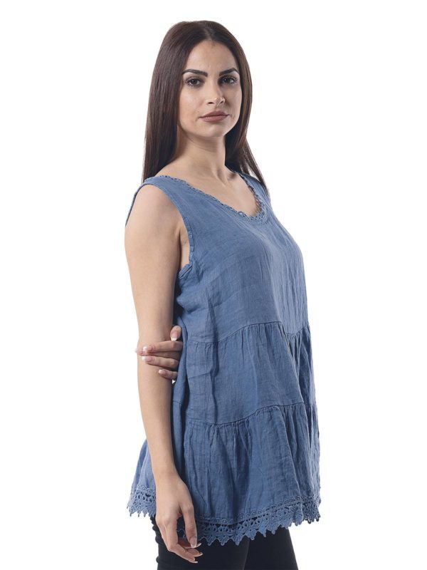 Plain linen blouse 3-19525 - Image 4