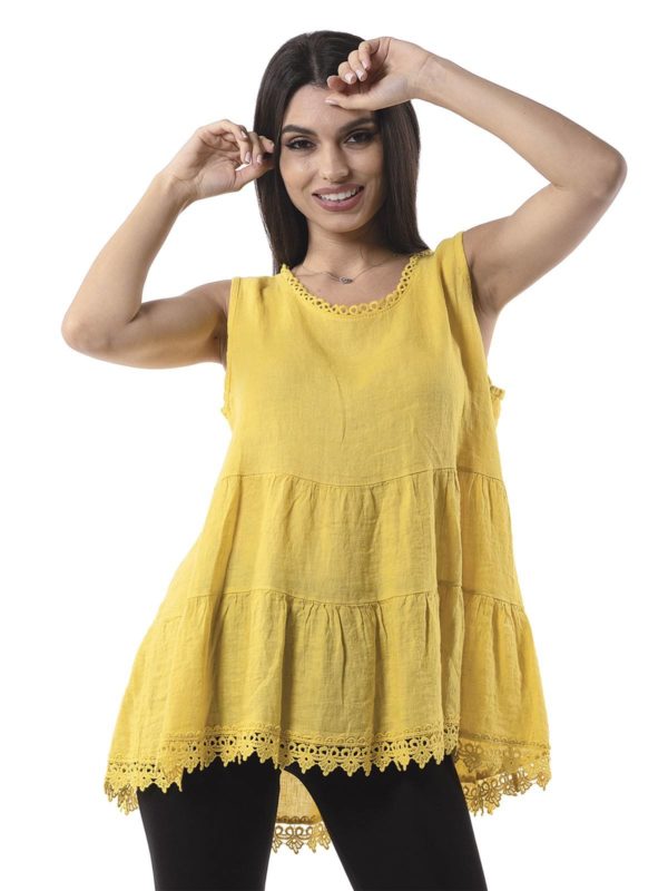 Plain linen blouse 3-19525 - Image 3