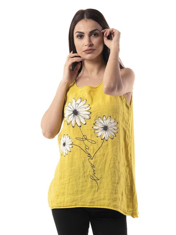 Printed cotton & linen blouse 3-19729 - Image 3