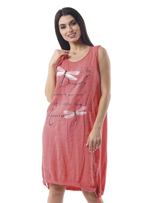 Printed cotton & linen dress 3-19759 - Image 3