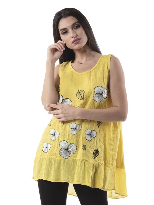 Printed cotton & linen blouse 3-19762 - Image 3