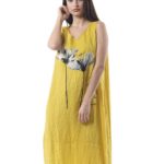 Printed cotton & linen dress 3-19800