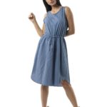 Plain cotton & linen dress 3-19809