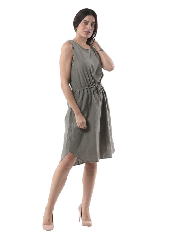 Plain cotton & linen dress 3-19809 - Image 3