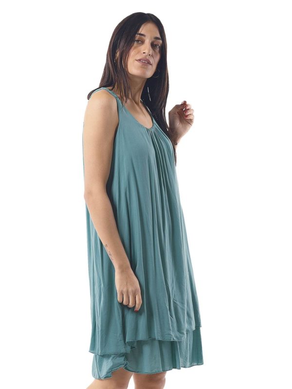 Plain short dress with lace pattern on the back 6-16237 - Image 4