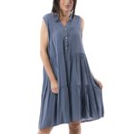 Plain sleeveless dress with buttons 6-19200