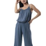 Midi jumpsuit with elastic waist and pockets 6-19243