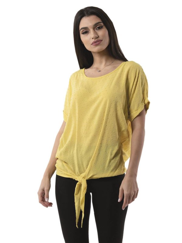 Plain blouse with sleeves 6-5018-Η - Image 3