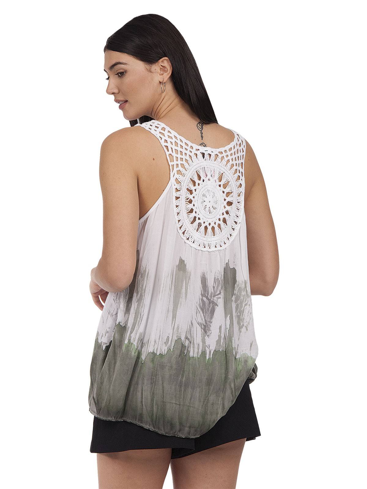 6-6122-1KHAKI Sleeveless printed blouse with design 6-6122-1 - Image 1