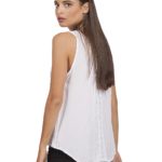 Sleeveless plain blouse with lace 8-16173
