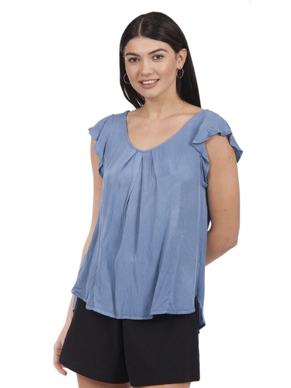 Plain blouse with ruffles on the sleeves 8-17091 - Image 3