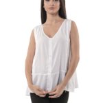 Sleeveless plain blouse with buttons 8-19008