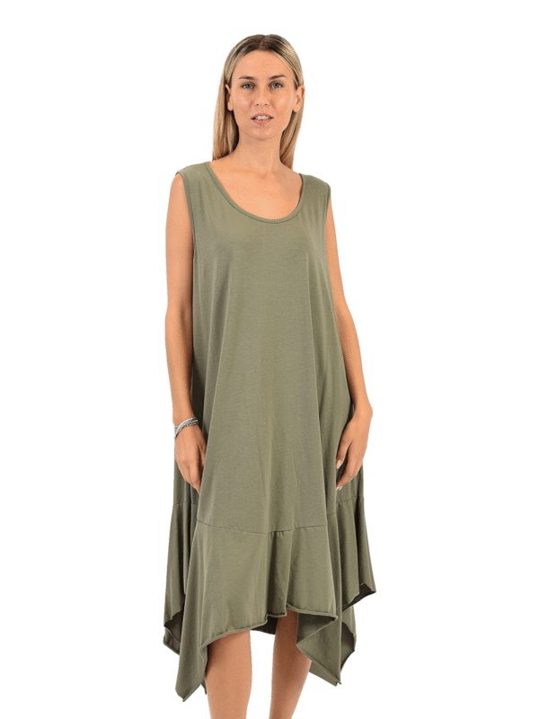 Φόρεμα μονόχρωμο με τιράντα 18-22196 - Image 5